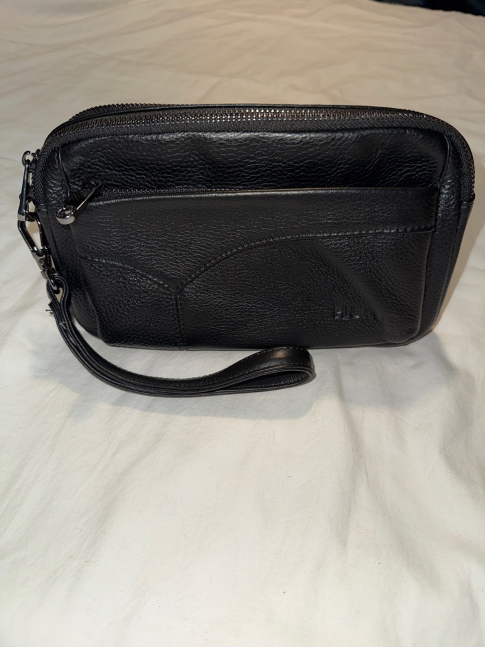 Pi Uncle Black Leather Unisex Wristlet Bag BNNT